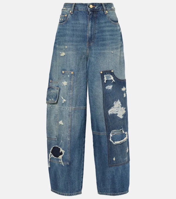 Ganni Distressed cargo jeans