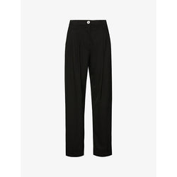 Womens Ganni Drapey relaxed-fit straight-leg mid-rise recycled polyester-blend trousers