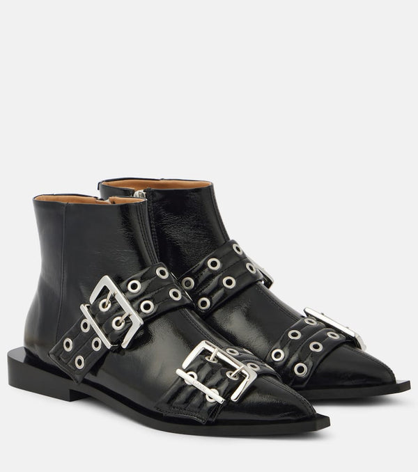 Ganni Faux leather biker boots