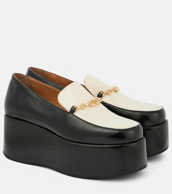 Ganni Faux leather platform loafers