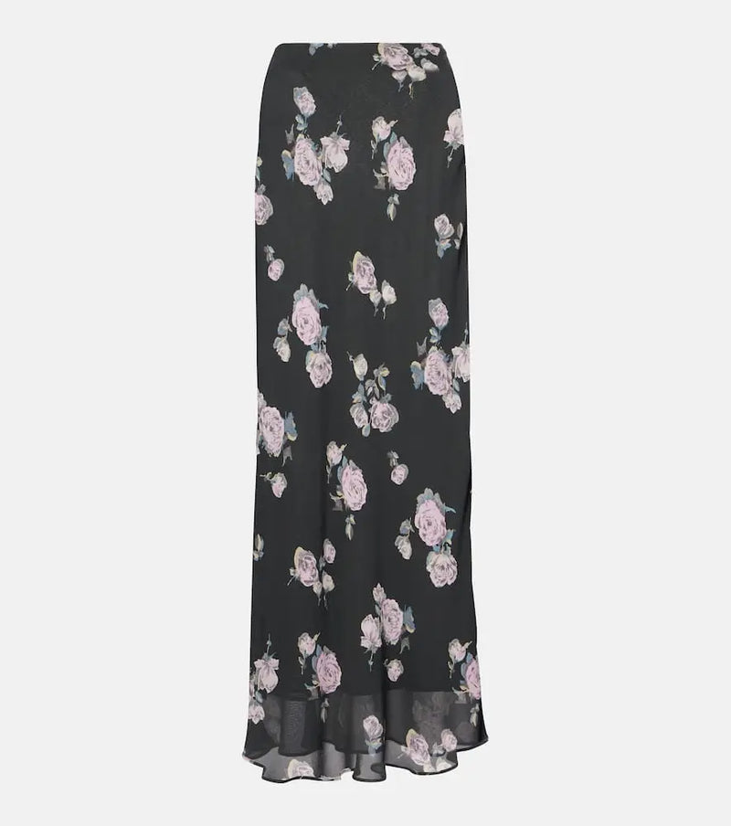 Ganni Floral crêpe maxi skirt