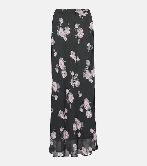 Ganni Floral crêpe maxi skirt | LYBSTORE