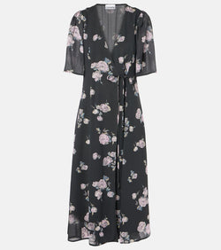 Ganni Floral crêpe wrap dress