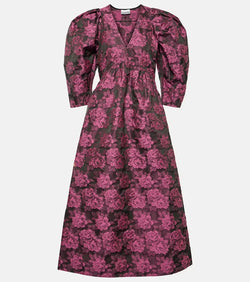 Ganni Floral jacquard midi dress