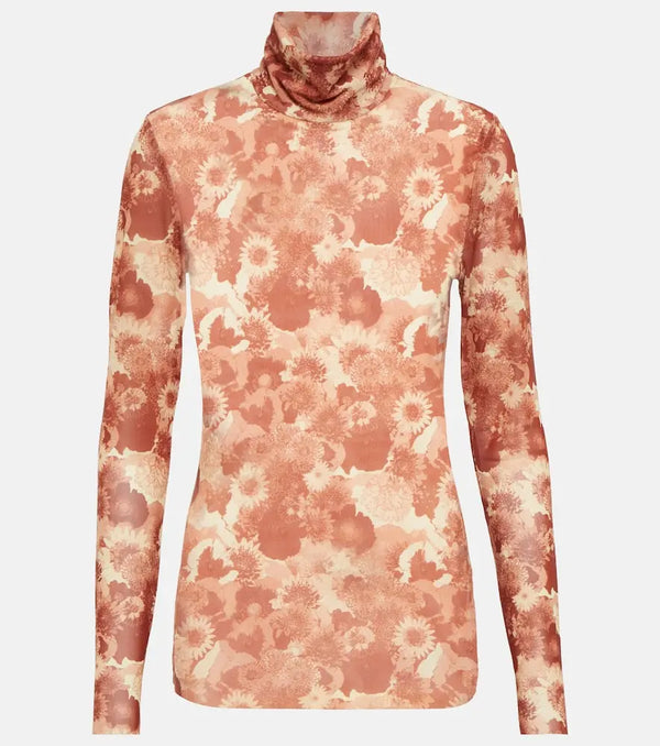 Ganni Floral turtleneck top | LYBSTORE