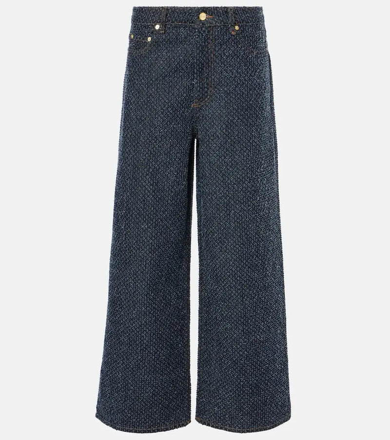 Ganni Fluffy mid-rise wide-leg jeans