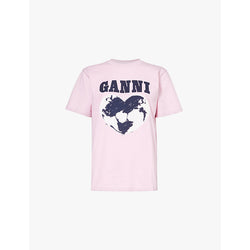  Ganni Heart-print short-sleeve organic-cotton T-shirt