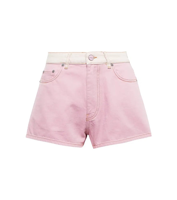 Ganni High-rise denim shorts | LYBSTORE