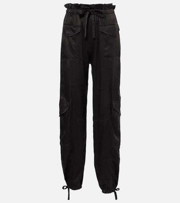 Ganni High-rise satin cargo pants