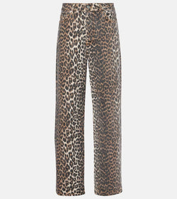 Ganni Izey leopard-print straight jeans