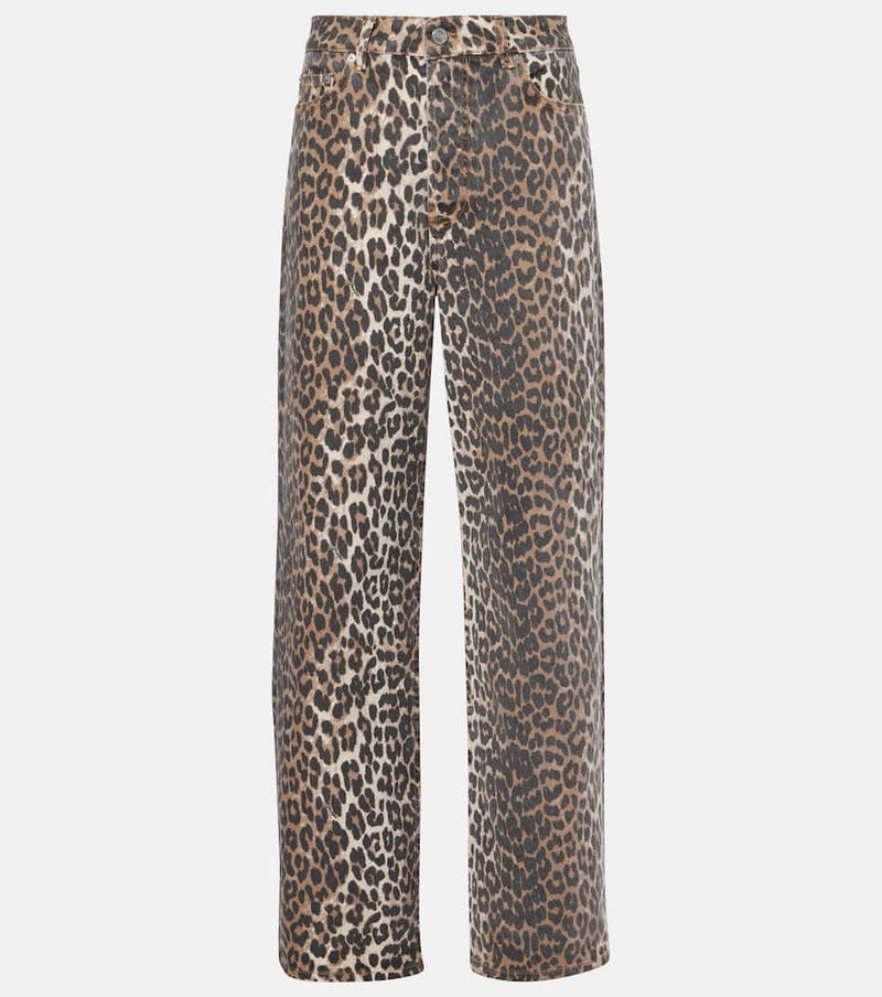 Ganni Izey leopard-print straight jeans