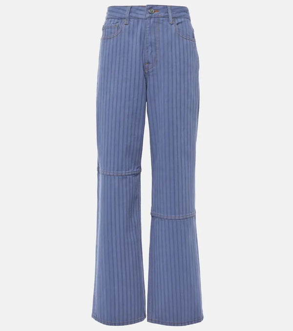 Ganni Izey striped high-rise straight jeans | LYBSTORE