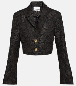 Ganni Jacquard cropped blazer | LYBSTORE