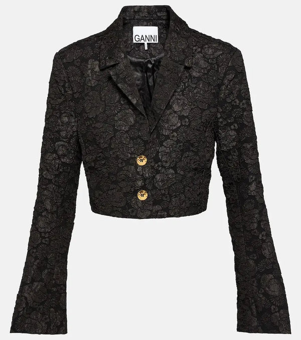 Ganni Jacquard cropped blazer | LYBSTORE