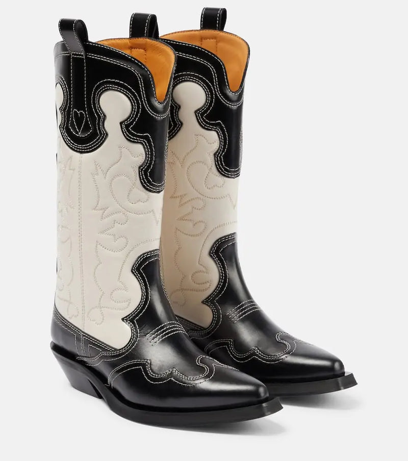 Ganni Leather cowboy boots