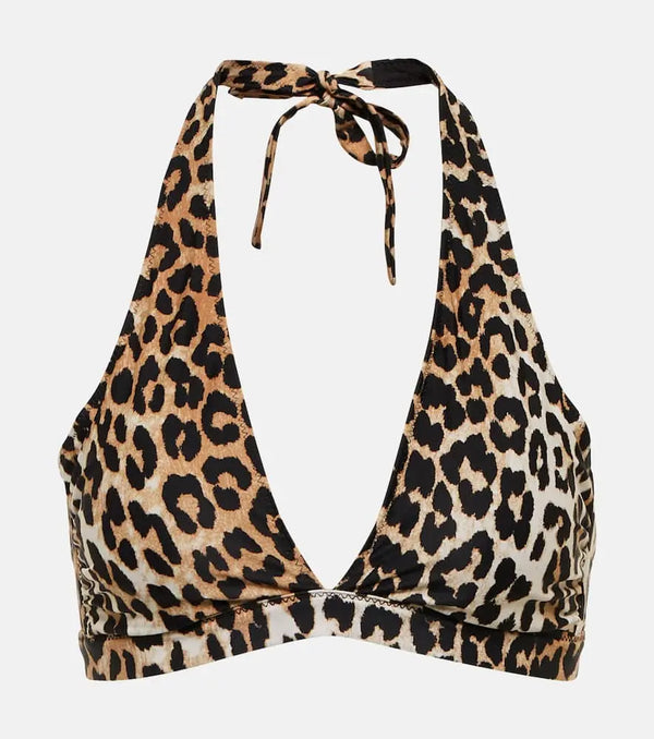 Ganni Leopard-print bikini top | LYBSTORE