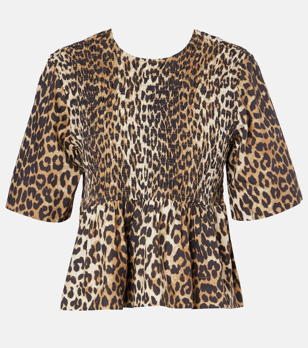 Ganni Leopard-print cotton top