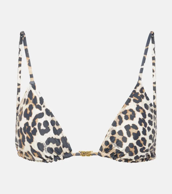 Ganni Leopard-print triangle bikini top