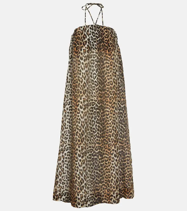 Ganni Leopard-print voile maxi dress | LYBSTORE