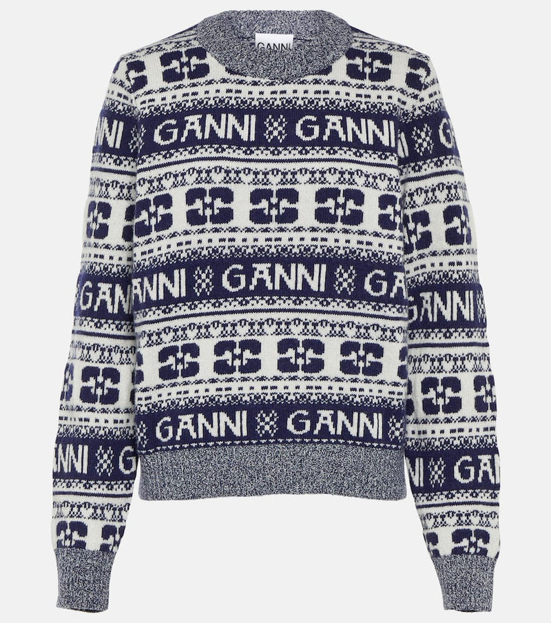 Ganni Logo wool-blend sweater