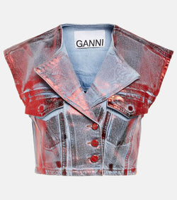 Ganni Metallic denim vest | LYBSTORE