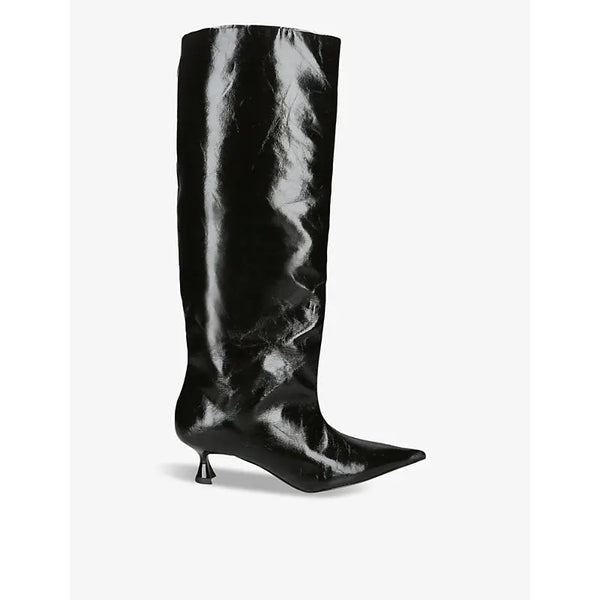 Ganni Slouchy recycled faux-leather knee-high boots