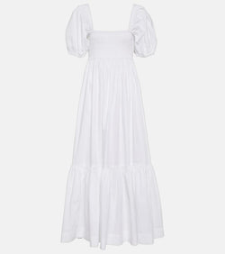 Ganni Smocked cotton poplin maxi dress