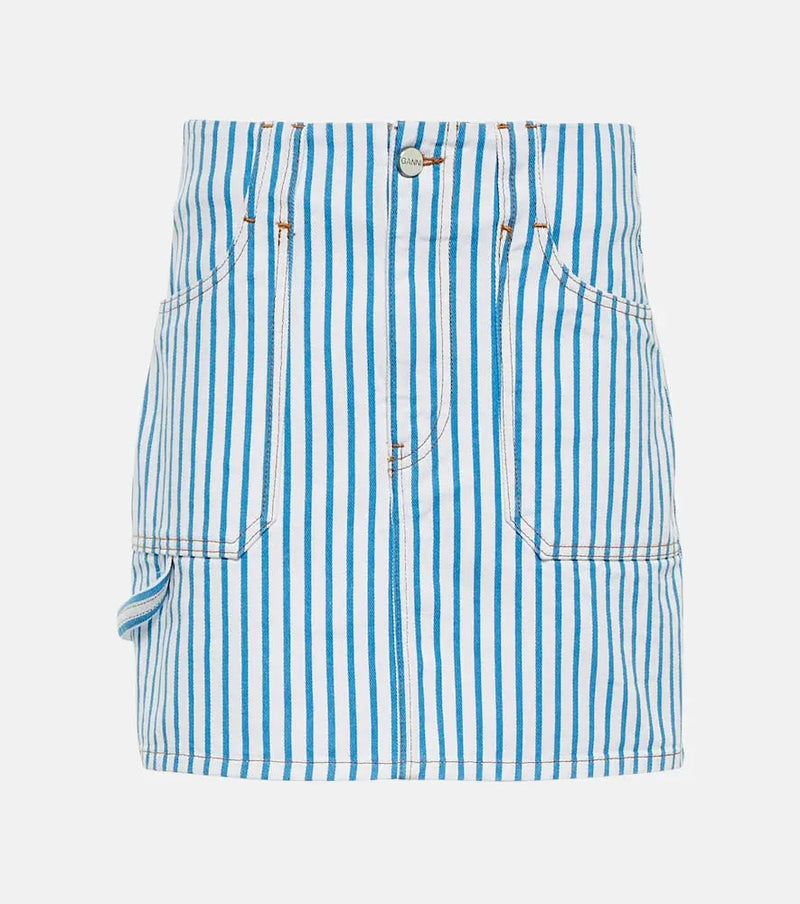 Ganni Striped denim mini skirt | LYBSTORE