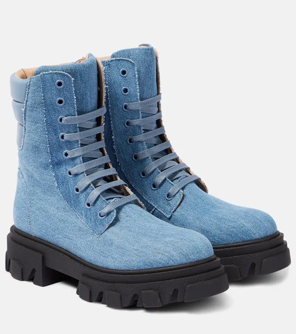 Gia Borghini Gia 35 denim combat boots | LYBSTORE