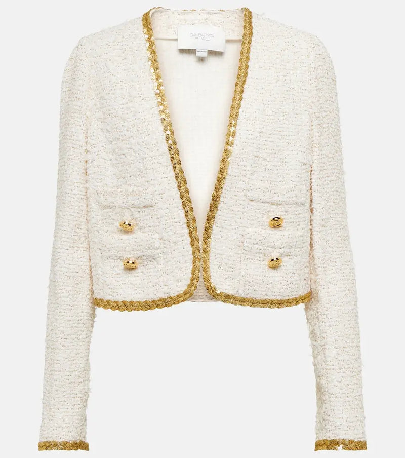 Giambattista Valli Embellished bouclé cropped jacket | LYBSTORE