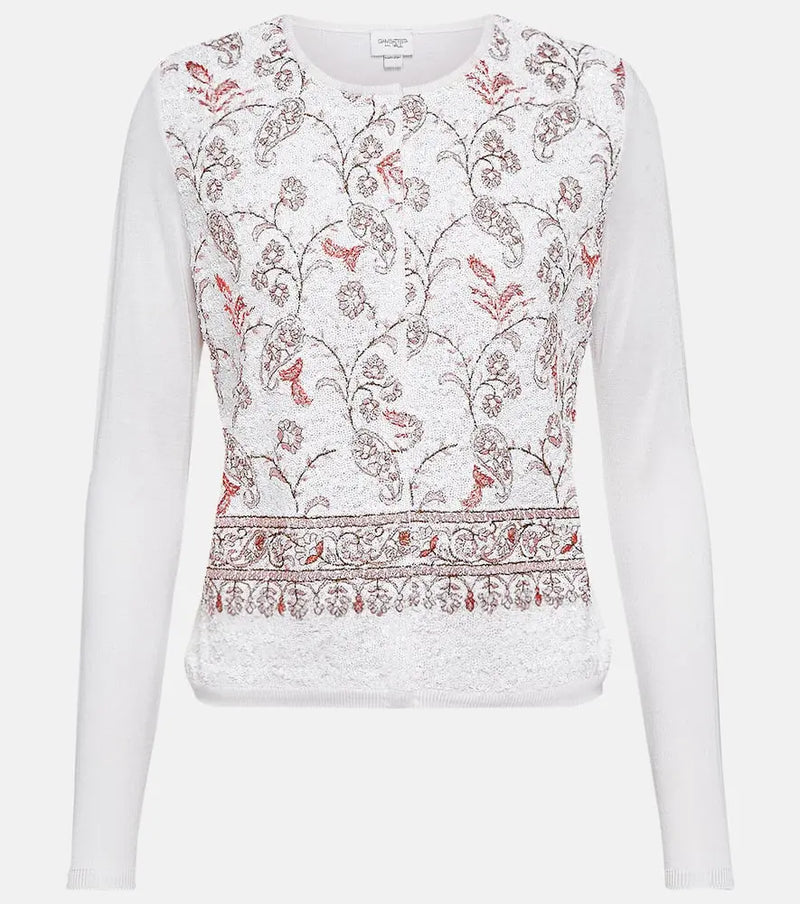 Giambattista Valli Embroidered cashmere and silk cardigan | LYBSTORE