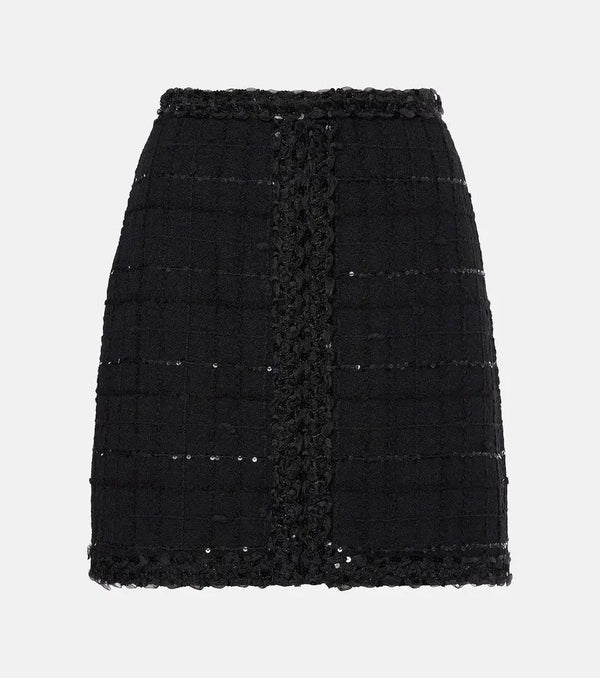 Giambattista Valli Sequined wool-blend bouclé miniskirt