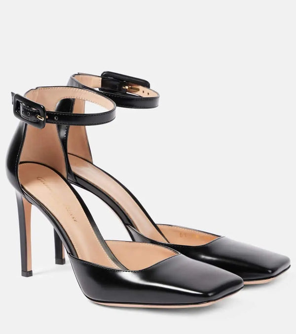 Gianvito Rossi 95 polished leather slingback pumps | LYBSTORE