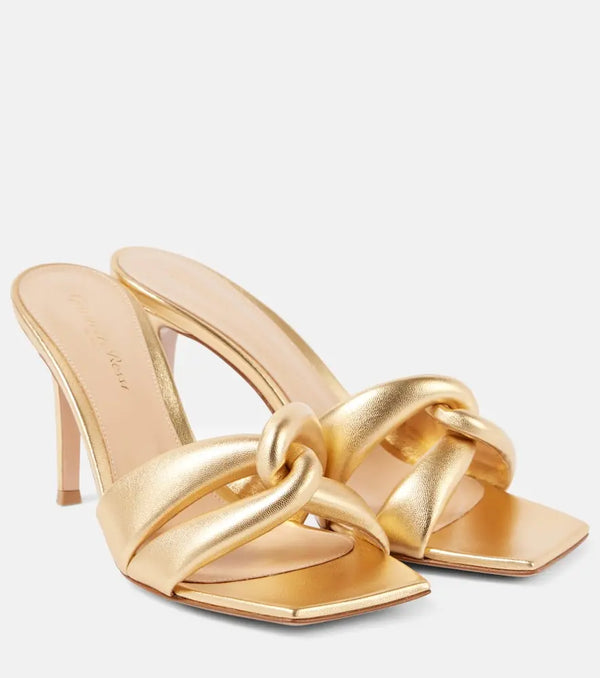 Gianvito Rossi Amour 85 metallic leather mules | LYBSTORE