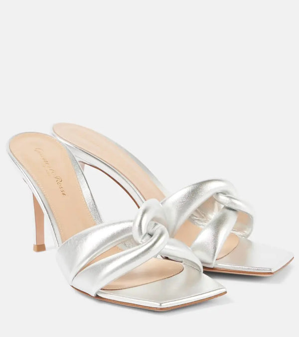 Gianvito Rossi Amour 90 metallic leather mules | LYBSTORE