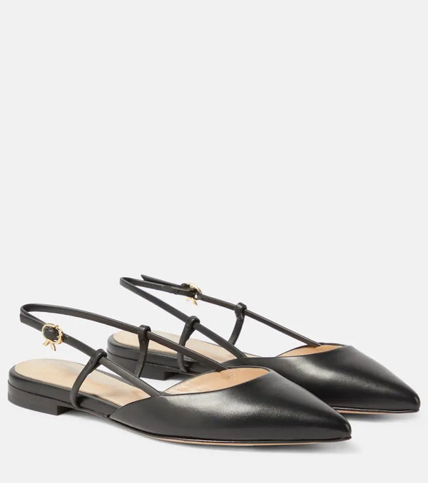 Gianvito Rossi Ascent 05 leather slingback flats | LYBSTORE