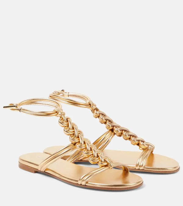 Gianvito Rossi Capua metallic leather sandals | LYBSTORE