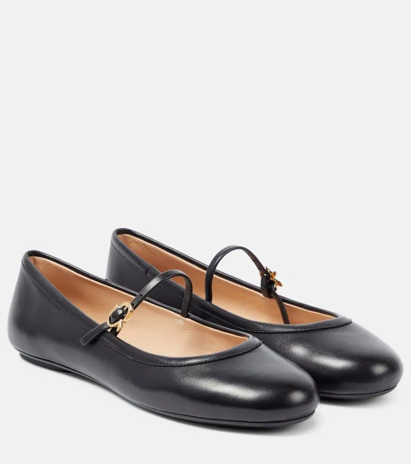 Gianvito Rossi Carla leather Mary Jane ballet flats | LYBSTORE