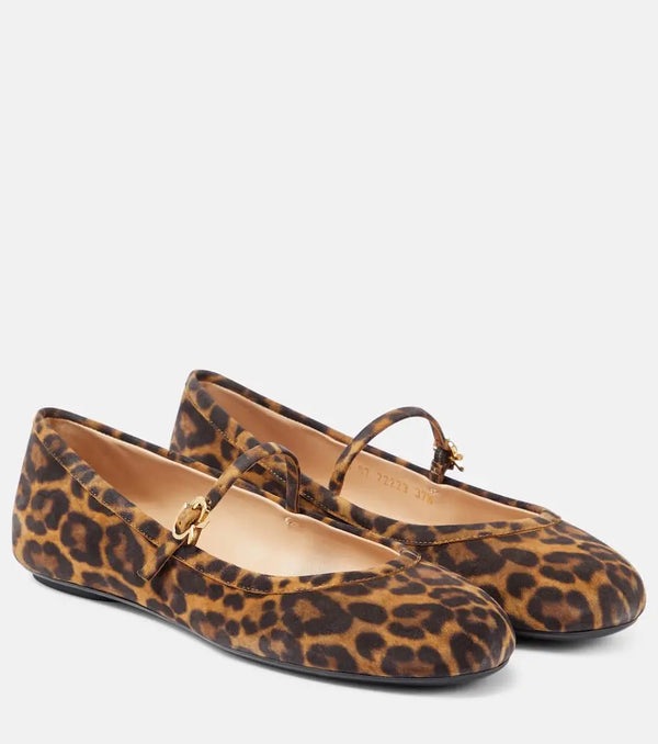 Gianvito Rossi Carla leopard-print suede ballet flats