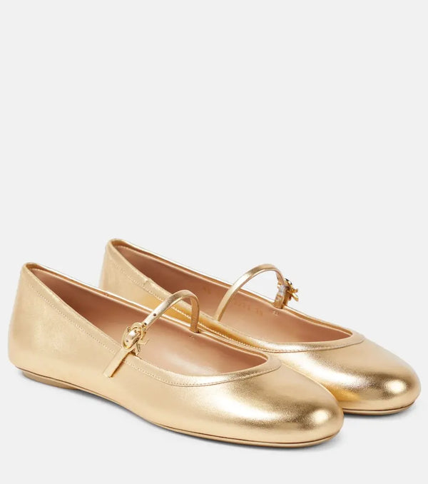 Gianvito Rossi Carla metallic leather ballet flats | LYBSTORE