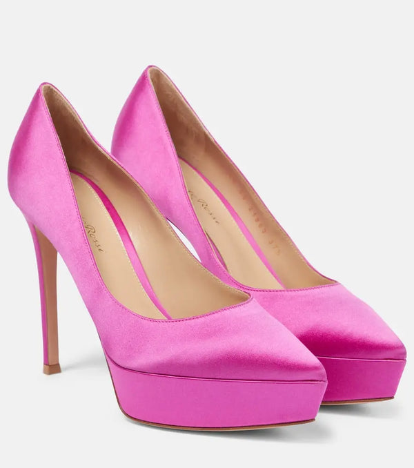 Gianvito Rossi Dasha satin platform pumps | LYBSTORE