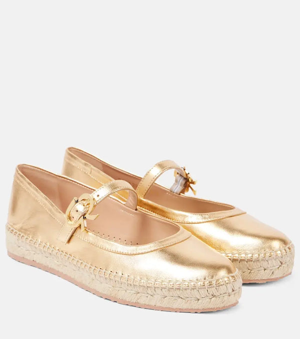 Gianvito Rossi Elda metallic leather espadrilles | LYBSTORE