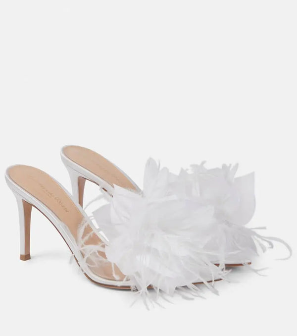 Gianvito Rossi Elle 85 embellished PVC mules | LYBSTORE