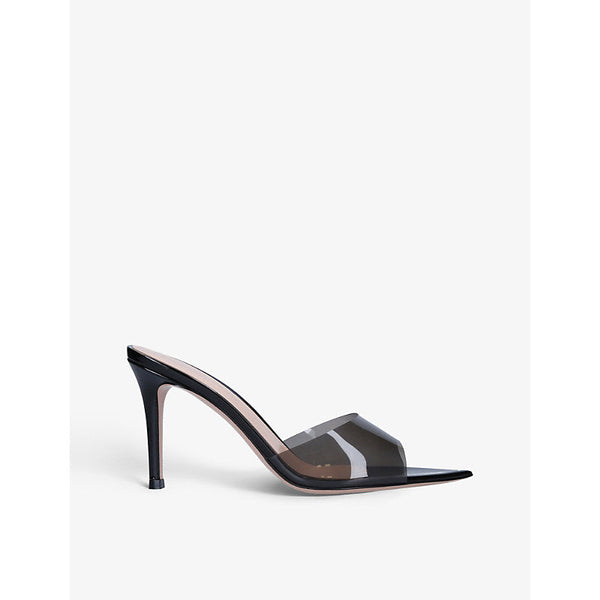 Gianvito Rossi Elle leather and PVC heeled mules | LYBSTORE