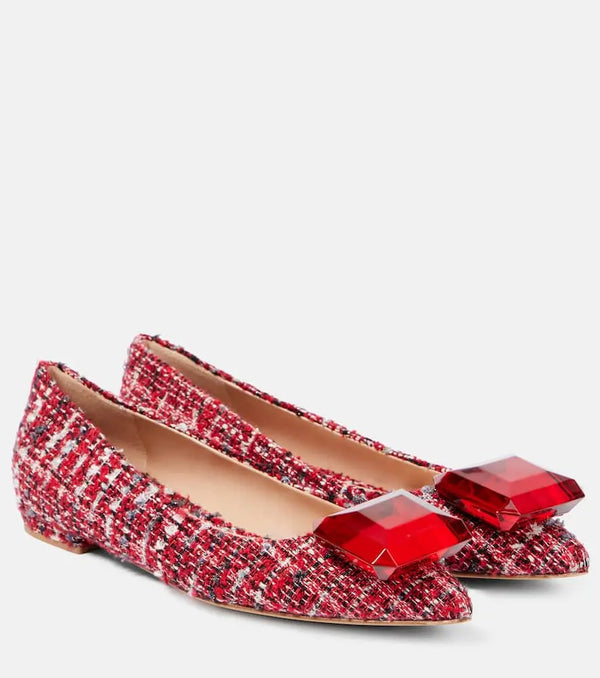 Gianvito Rossi Embellished bouclé ballet flats | LYBSTORE