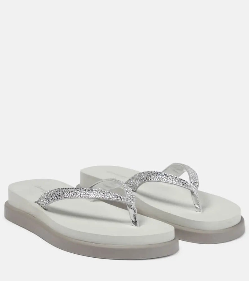 Gianvito Rossi Embellished leather platform thong sandals | LYBSTORE