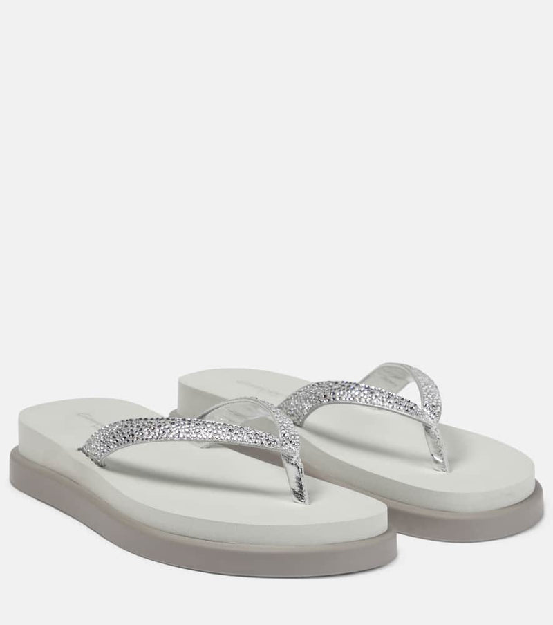 Gianvito Rossi Embellished leather platform thong sandals