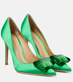 Gianvito Rossi Embellished satin pumps | LYBSTORE