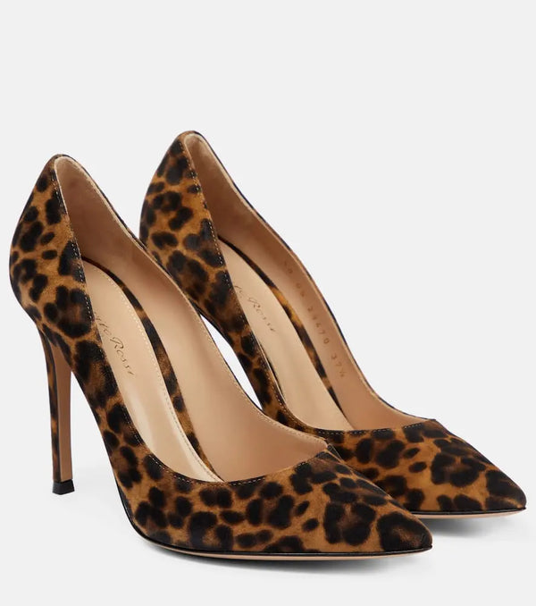 Gianvito Rossi Gianvito 105 leopard-print suede pumps | LYBSTORE