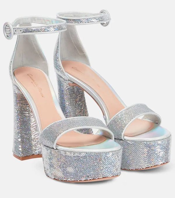 Gianvito Rossi Holographic platform sandals | LYBSTORE